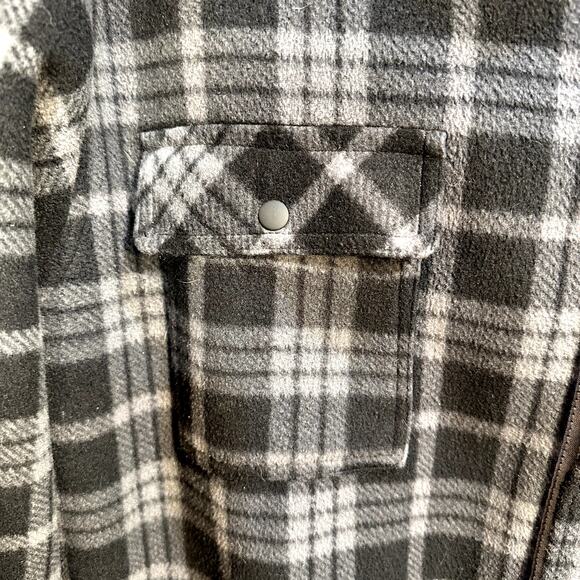 Voyager Remote Fleece Shirt Jacket Mens L Shacket Button Down Blue Plaid Heavy - Picture 5 of 8